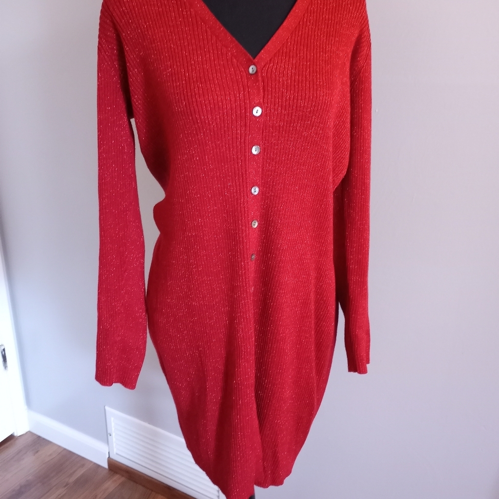 Hillary &Hanson Large Red Sweater Dress